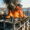 Пожар на стройке ЖК «Зеленая планета» в Южно-Сахалинске повредил кровлю Пожар на стройке ЖК «Зеленая планета» в Южно-Сахалинске повредил кровлю